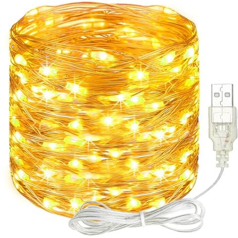 litogo Led Lichterkette mit USB, 15M 150LED Kupferdraht Lichterkette mit Stecker, Wasserdicht Weihnachten Lichterketten für Party, Garten, Hochzeit, Innen Außen Deko, Warmweiß