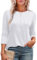 Aokosor Womens 3/4 Sleeve Tops Ladies Blouses Crew Neck Pleated Shirts Fashion Dressy Tunic Blouses Size 18-20 White