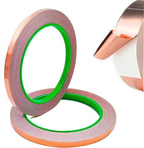 senvenelec (20m × 6mm 2 Bände,doppelseitig leitfähig, Doppelseitiges Kupferfolie Abschirmband, EMI- und HF-Abschirmung, Papierschaltung, elektrische Wartung, Schweißen.