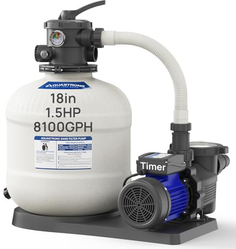 AQUASTRONG Pompa filtro a sabbia per piscina fuori terra con timer 8089GPH 45,7 cm