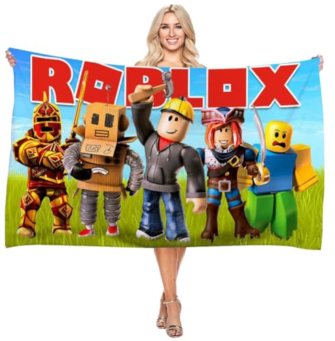 Robllox Telo Mare Bambini, Robllox Asciugamano da Spiaggia Asciugamano da Bagno in Microfibra Asciugamano da Piscina Asciugatura Rapida Telo da Antisabbia per Doccia Campeggio Piscina (75 x 150 CM)