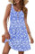MOLERANI Summer Dresses for Women - Sleeveless Ladies Dress Casual Round Neck Women Dress with Pockets Blue White Flower L