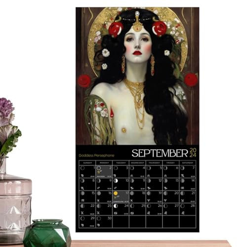 Mondkalender 2024, Mondkalender 2024 - Astrologie-Wandkunst, Mond-Tracker, Göttinnen-Kalender - Sicherer Und Dekorativer Mondphasenkalender 2024 Schlafzimmer, Wohnzimmer, Büros