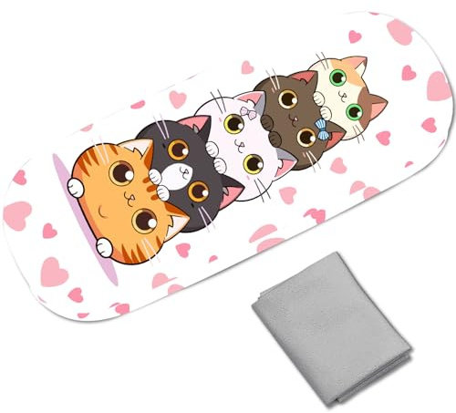 CREATCABIN Brillenetui Mit Katzenherz Hartschale Leder Sonnenbrillenetui Niedlich Tragbar Schlank Brillenhülle Clamshell Schutzhülle Haltertasche Mit Reinigungstuch Reiseetui Für Damen 16.2x6.4x3.9cm
