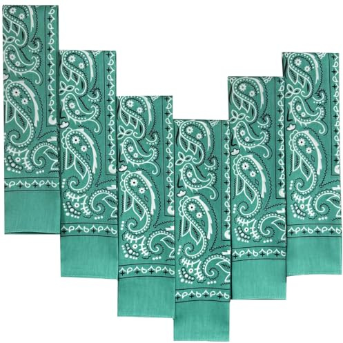 Every-ville Baumwolle Bandana, Halstuch, Paisley, Unisex, 6er Set, Petrol