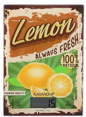 Kasanova 1 Bilancia da Cucina Digitale Limone - 5 kg Vetro ABS Componenti Elettronici