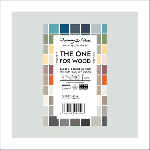 The One for Wood Paint & Primer 10ml (Sample) Grey No. 5 Cloud Gazing | Semi Matt Finish, Bio-Based & VOC-Free Formula for Wooden Furniture & Surfaces | Durable & Easy Indoor Home Decorating