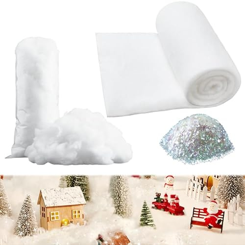 RRKTP 3pcs Christmas Fake Snow, Artificial Snow for White Christmas Tree Decorations, Soft Fluffy Snowflakes for Winter Wonderland,Twinkle Snow Glitter,Snow for Crafts Christmas Village Displays