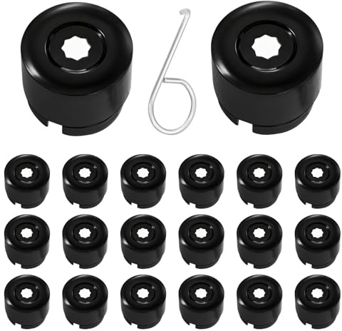 20 Artikel Radmutterkappen 19MM,Radmutternabdeckungen Für Volkswagen Transporter T5 T6 2003-2020,Schwarz Radschraubenkappe Radschraubenkappe Mit Demontagewerkzeug Radschraubenkappen 19MM(25MMX25 MM)