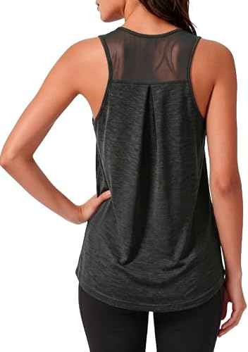 PINSPARK Damen Sport Tank Top Yoga Fitness Sporttop Ärmelloses Racerback | Rücken Mesh Einsatz für Maximale Belüftung,Leicht,Atmungsaktiv Ideal für Fitness,Laufen Training im Gym