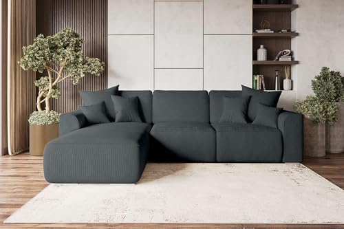 99rooms Gusto Ecksofa Polsterecke Eckcouch (HxBxT): 96x295x194 cm Cordstoff POSO Graphit mit Ottomane Links, ohne Schlaffunktion