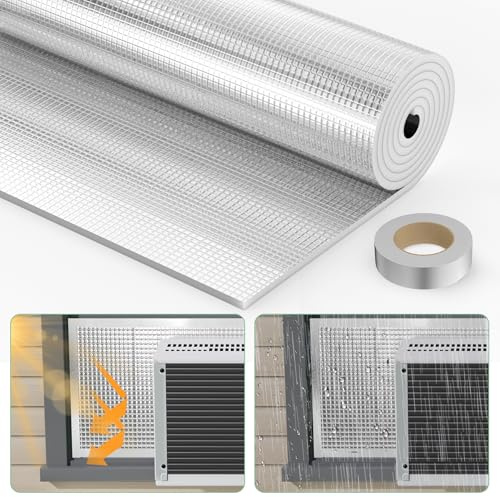 Memrita Paneles de espuma para aire acondicionado de ventana con lámina de aluminio, paneles laterales de aire acondicionado de luz solar reflejada para unidad de aire acondicionado de ventana