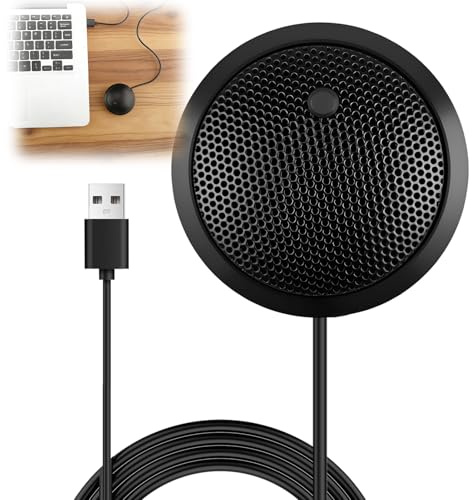 2M USB Microphone for Computer, USB Conference Mic, 360° Omnidirectional | Mute Button with Led, Metal Non-Slip Base Condenser PC Laptop Mics Online Calls Class Recording Video Zoom Call, Plug & Play