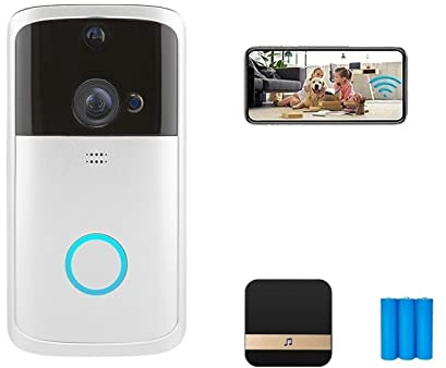 Video Doorbell, Tuya Smart Video Doorbell Camera Intercom Outdoor Wireless Door Bell Motion for Residential Security Protection(Bianco)