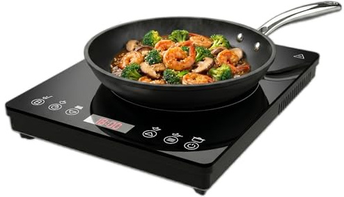 Cecotec Plaque à Induction Portable Full Magma Slim Pure, 2000W | 8 Niveaux de Puissance, Écran Tactile, Minuterie Intégrée, Surface en Verre Émaillé, Design en Verre Résistant aux Impacts
