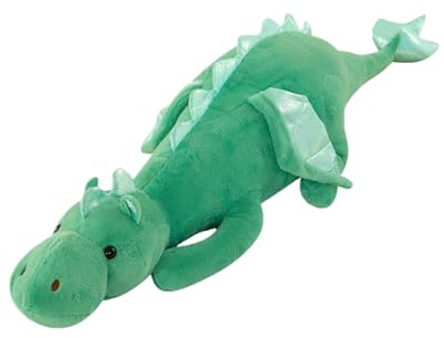 STOAT® Liegender Drache Plüschtier 60cm – Super Soft Drachenkissen, Drachenform Kissen Rosa & Grün, Weiches Dekokissen für Fans und Sammler（Grün）