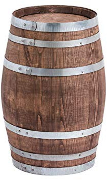 Temesso Kleines Dekofass rund, Fass aus Kastanienholz palisander in verschiedenen Maßen (H: 62cm D: 42cm)