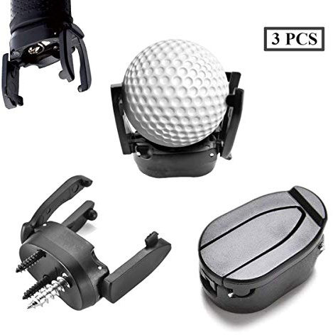 Ailzos Golf Ball Retrievers Mini Foldable Golf Ball Pick Up Tool Saver Putter Grip Black Retriever Plastic Claw Grabber Ball Claw Putter Golf Accessories Tool 3 Pack