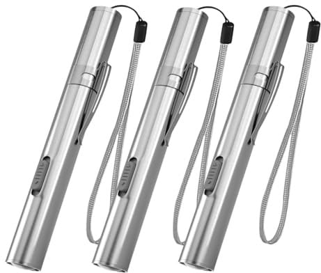 WholeFire LED Penlight Mini Pen Torch Light, Stainless Steel Waterproof USB Rechargeable Pen Light with Pocket Clip, USB Cable for Mechanic