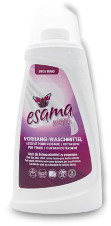 esama wash Vorhang-Waschmittel (1 L) - Für weiße und farbige Gardinen aus Synthetik, Mischgewebe & Baumwolle, Tiefenreine Wäsche bereits ab 20 °C | Für Gardinen aus Synthetik, Mischgewebe und Baumwolle, tiefenreine Wäsche bereits ab 20 °C