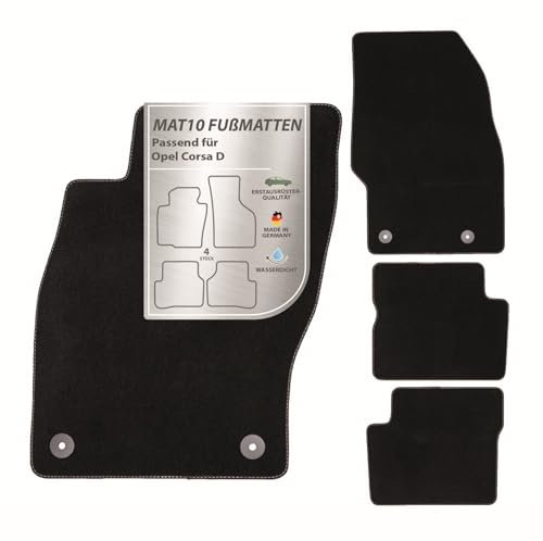 MAT10 – Auto-Fußmatten passend für Opel Corsa D (BJ 10/2006-12/2014) aus Velours | 4-teiliges Automatten Set | langlebige Erstausrüsterqualität, Made in Germany
