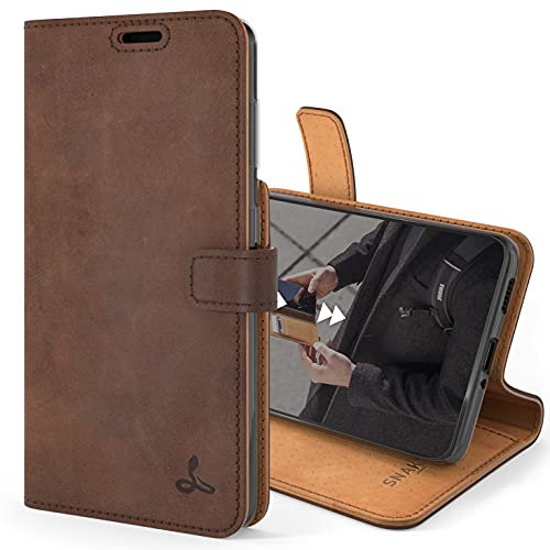 Snakehive Vintage Wallet for Samsung Galaxy S21 5G || Real Leather Wallet Phone Case || Genuine Leather with Viewing Stand & 3 Card Holder || Flip Folio Cover with Card Slots (Brown)