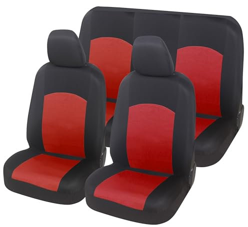 Auto Accessori Lupex - Coprisedili Auto Universali | Colore Rosso | Set Fodere Copri Sedili Anteriori e Posteriori | Tessuto Poliestere | No Suv