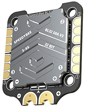 50A 4 in1 ESC Flugregler FC Stack 3-6S 30x30BLHeli 32 4 in 1 ESC mit CNC Kühlkörper 1500uF Low ESR Kondensator für FPV-Drohne