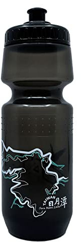 PAX Sport-Wasserflasche, 680 ml, zum Spritzen, Fahrradflaschen, passt in Fahrradkäfige, BPA-frei, ideal für Erwachsene und Jugendliche, schwarze Flasche mit weißer und grüner Fahrradroutenkarte
