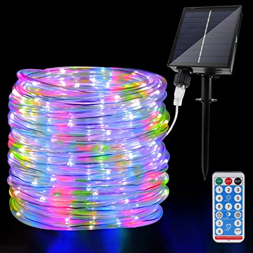 JIMACRO Outdoor Solar LED Lichtschlauch, IP65 Wasserdicht Solar Lichterkette Außen 22m 200LEDs Solar Deko Lichter mit 8 Beleuchtungsmodi für Garten Baum Party Weihnachtsdekoration