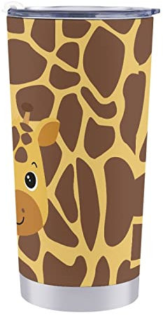 Dajingkj 20oz Tumbler with Lid and Straw Small Yellow Cow Print Stainless Steel Double Wall Insulated Coffee Mug for Car Travel Cups for Adults