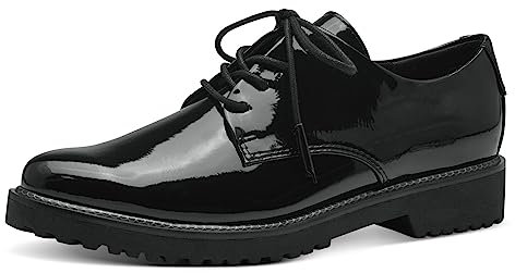 MARCO TOZZI Damen Schnürschuhe Vegan Lack, Schwarz (Black Patent), 40 EU