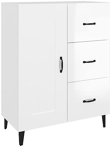 vidaXL Sideboard Schrank Anrichte Beistellschrank Kommode Mehrzweckschrank Standschrank Wohnzimmerschrank Hochglanz-Weiß 69,5x34x90cm Holzwerkstoff