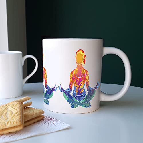 Purely Home Extra Large Big Yoga Mug Themed Abstract Paint Effect - Jumbo White Coffee/Tea Gift for Sports Lovers