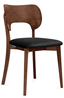 Konsimo LYCO Esszimmerstühle - Modern Holzstuhl 80,5x47cm - Küchenstühle - Stuhl Esszimmer, Küche, Wohnzimmer - Universal Esstisch Stühle mit Weicher Polsterung - Schwarz/Dunkler Nussbaum