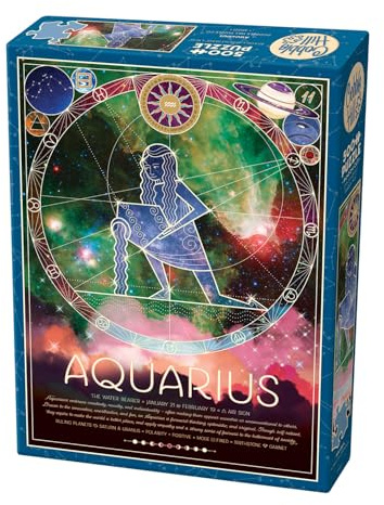 Cobble Hill 3845021 Sternzeichen Wassermann, Aquarius, 500 Teile Puzzle inkl. Puzzleposter für Erwachsene und Kinder ab 12 Jahren, Sternzeichenpuzzle, Astrologie, 26.625 x 19.25
