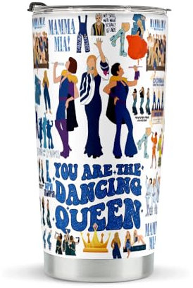 LONGXIN Mamma Fans Geschenke, Edelstahlbecher, 590 ml, Mamma-Musikbecher, Musik-Komödie Geschenk für Familie, Freunde, Frauen – You Are The Dancing Queen