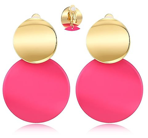 LILIE&WHITE Ohrclips Damen Elegante Ohrclips für Damen, Goldene und Pinke Farben, Komfortables und Stilvolles Design, Perfekt für Alltag und Besondere Anlässe