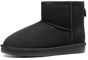 DREAM PAIRS FuzzyClassico Stivali Basso Stivali da Neve Invernali da Donna Stivali da Neve Classico Impermeabile caldo con Antisdrucciolo Pelliccia Sintetica Stivali,Size 39,Nero,DSB214-1