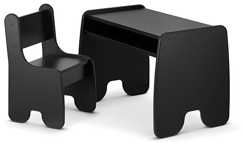 defiPad Kindertisch mit Stuhl - Stabil & Langlebig - Kinder Tisch Stuhl Set - Made in EU - Kindersitzgruppe Indoor - Maltisch für Kinder - Sitzgruppe für Kinderzimmer - Schwarz