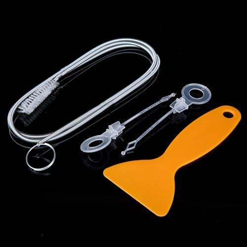 4Pcs Fridge Hole Cleaning Tool 1.5m Unblocker Tool Long Pipe Cleaner Cleaner with Plastic Ice Scraper, Fridge Drain Hole Cleaning Device Flexible Refrigerator Scrub Brush for Home Kitchen Drain Pipe