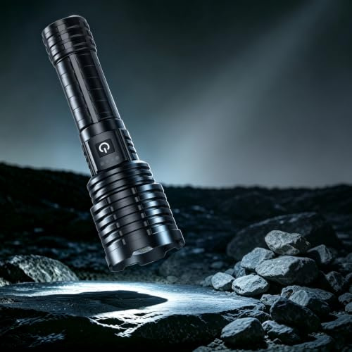 Weoxi Lampes de poche rechargeables 300 000 lumens élevés, lampe de poche LED super lumineuse pour urgence à la maison, lampes de poche étanches avec pochette, batterie 5000 mAh, projecteur et