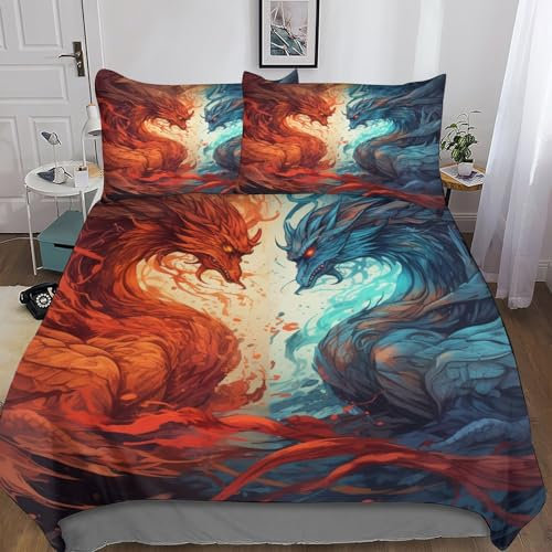 CEmeLi Evil Dragon Kinder Bettwäsche Print Mikrofaser Bettbezug Mit Kopfkissenbezug, Jungen Teens Bettwäsche Set Kinder Erwachsene, Weich Haltbar Atmungsaktive Double(200x200cm)