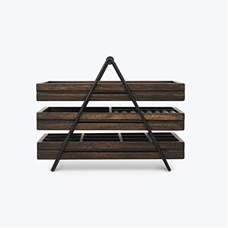 Boîte à bijoux en bois pour femme - 3 étages - Présentoir de rangement pour bijoux, montres, colliers, bagues - Boîte de rangement en noyer