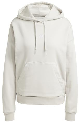 adidas Women's Essentials SMALL Logo Feel Cozy Hoodie, Wonder Alumina/White, L