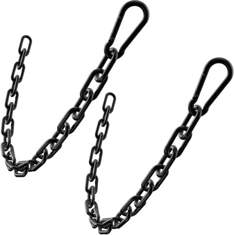 Mixizigoz Fitness Chain, Weight Lifting Chain, 304 Stainless Steel Exercise Cable Machine Extension, LAT Pulldown Bar Extension Attacment for Home Gym (Black-4mm 2pcs)