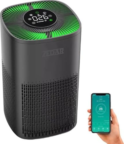 Luftreiniger / Air Purifier mit APP und HEPA 13 Filter + Kohlefilter - Arbeitet gegen Hausstaubmilben, Heuschnupfen, Allergie, Staub, 210 m³/h - Zedar L600