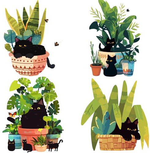 GORGECRAFT 4 Stili Adesivi per Vetro Pianta Verde Adesivo Statico Da Muro In Vaso Estivo per Porta Scorrevole Finestra Avviso Anticollisione PVC Aderente per Prevenire L'Arresto di Uccelli Cani