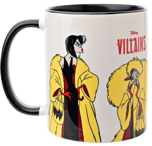 Widdop and Co. - Disney Cruella Mug - Black/White Tea & Coffee Glazed Stoneware Icons & Villains Drinking Cup - Officially Licensed Disney Merchandise (325ml / 11.4oz).