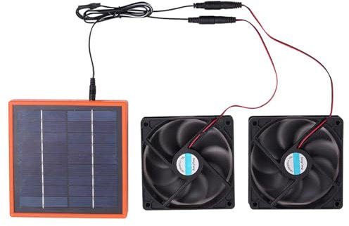 Ventilatore solare con batteria, ventilatore di scarico solare - Ventilatore di scarico 2X 30 W ad energia solare - Ventilatore per serra impermeabile, ventilatore per ventilazione sul tetto solare co